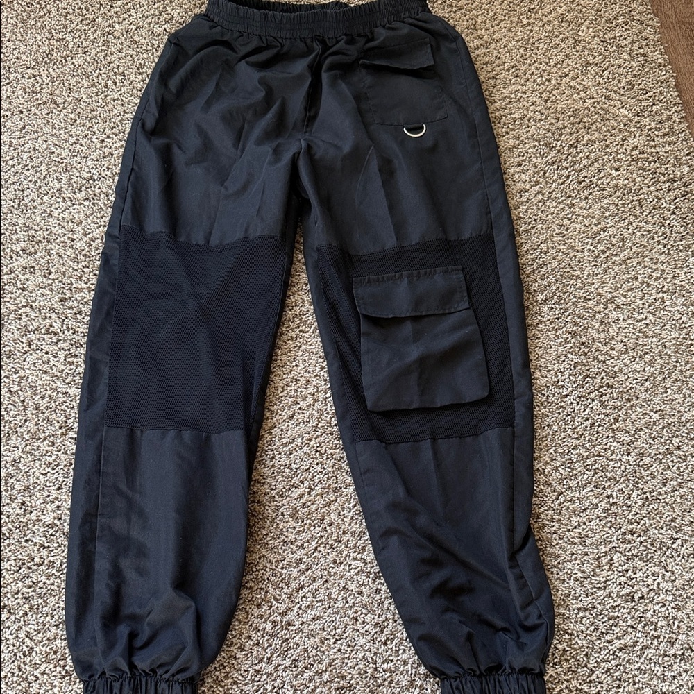 Black Joggers with Pocket and Mesh Detail